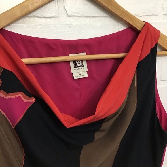 ANNE Klein sheath dress sleeveless pink black white office wear size 4 - Picture 2 of 12